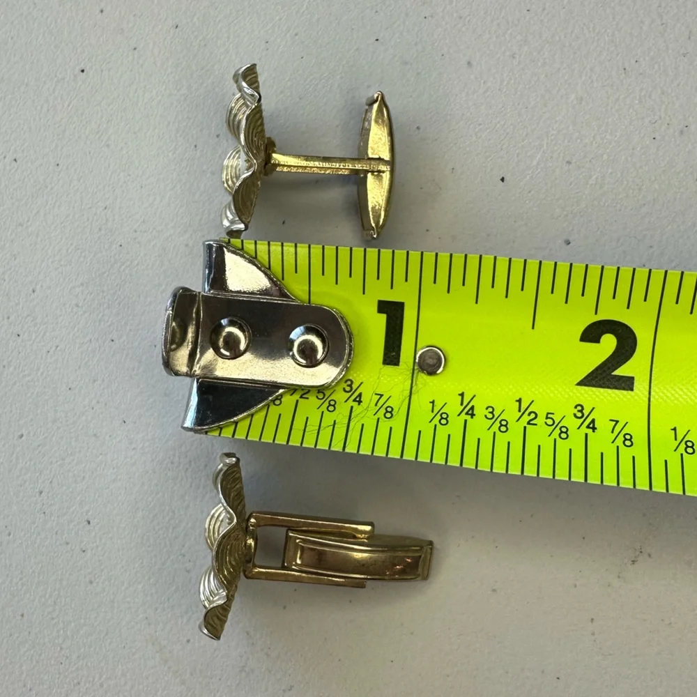 Vintage Cufflinks Scallop Design with iridescent embellishment